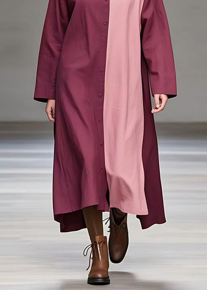 Colorblock Patchwork Low High Design Maxi Dresses Fall