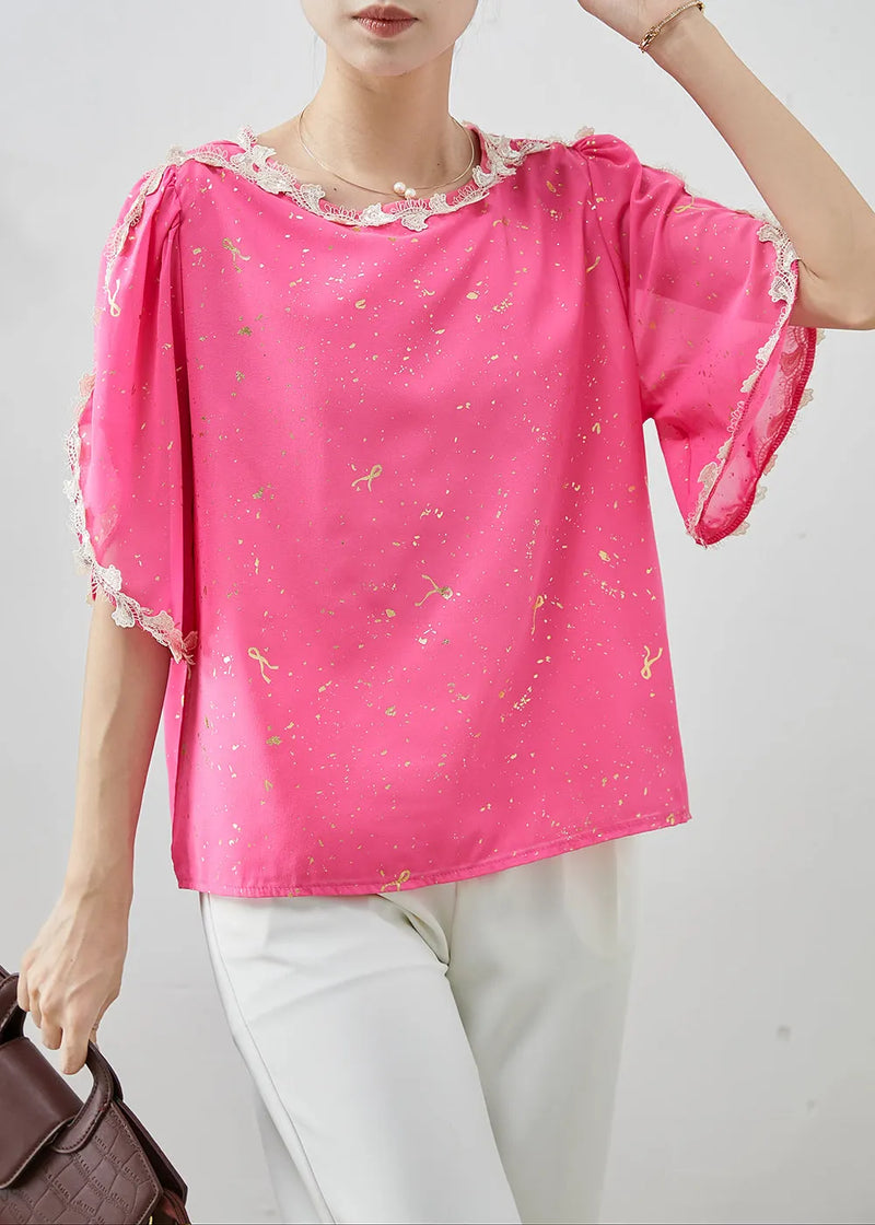 Pink Sequins Patchwork Chiffon Tank Tops Summer