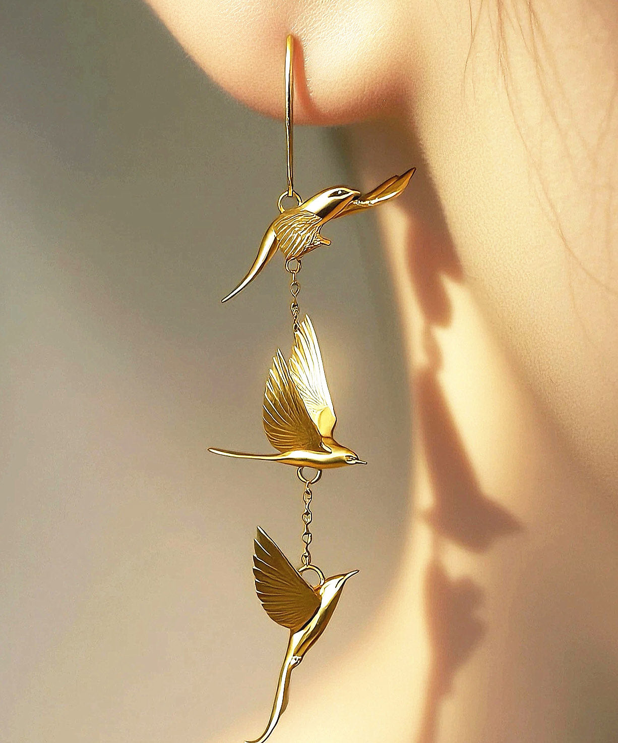 Style Gold Copper Overgild Swallow Drop Earrings