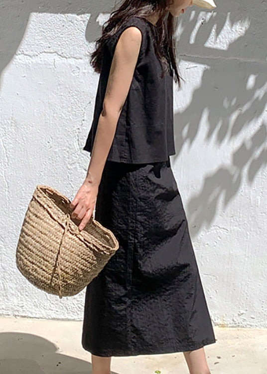 Simple White O Neck Linen T Shirt Tops Sleeveless