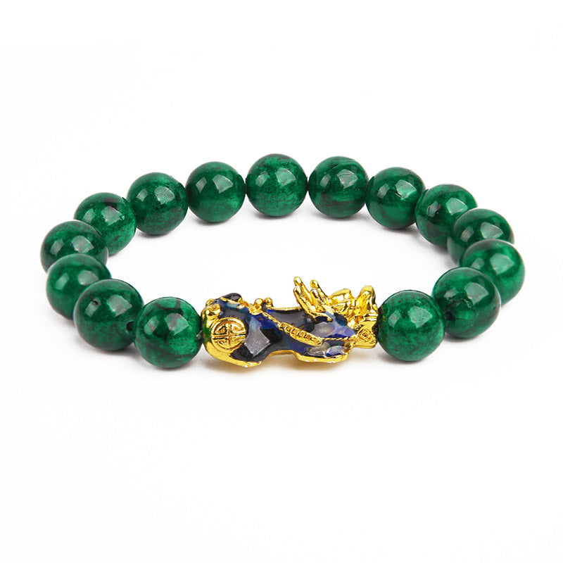 Buddha Stones Fengshui Pixiu Jade Protection Bracelet