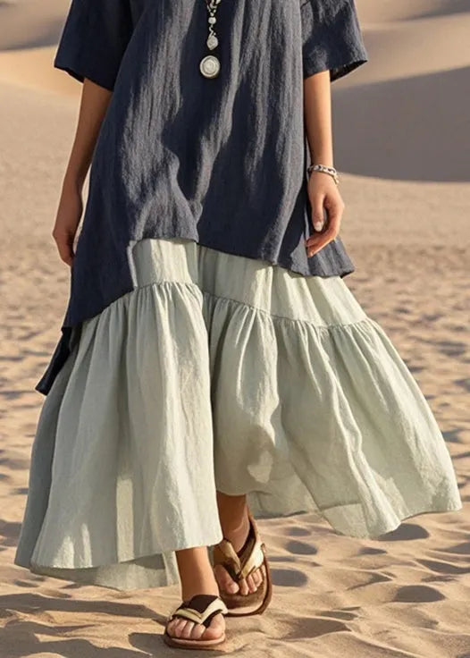 Black Oversized Patchwork Cotton Holiday Dress Summer