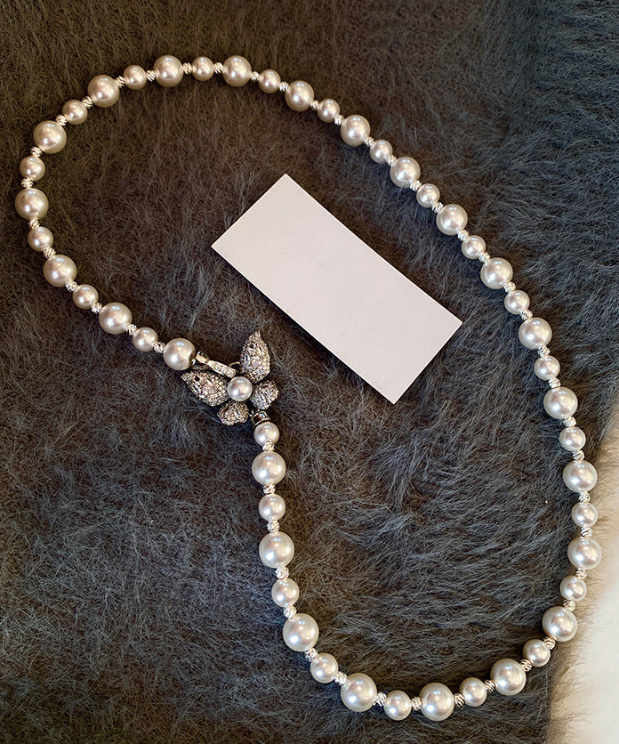 Versatile Zircon Butterfly Pearl Necklace