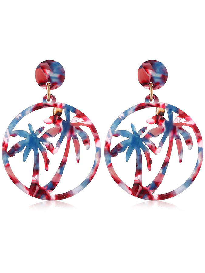 Coconut Tree Leopard Print Beach Earrings
