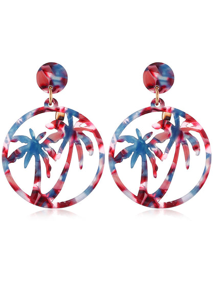 Coconut Tree Leopard Print Beach Earrings