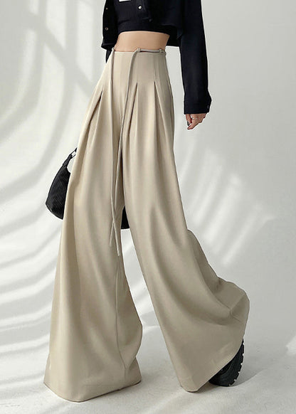 New Coffee High Waist Wrinkled Wide Leg Pants Fall