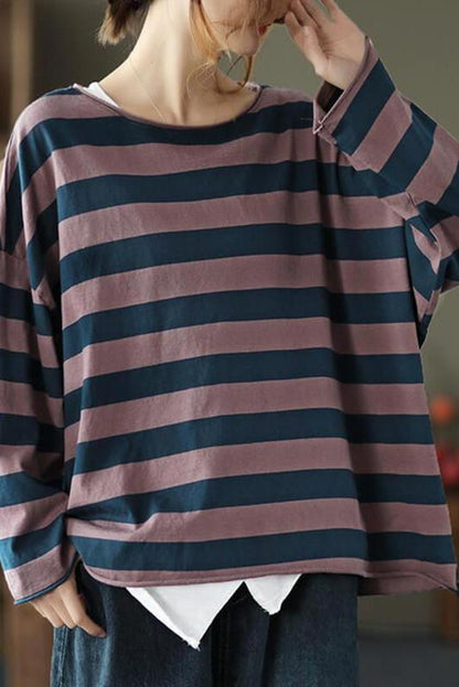 Limited Stock- 100% Cotton Spring Striped T-shirt