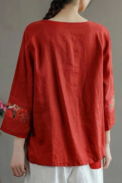 Patchwork Pocket Summer Retro Shirt