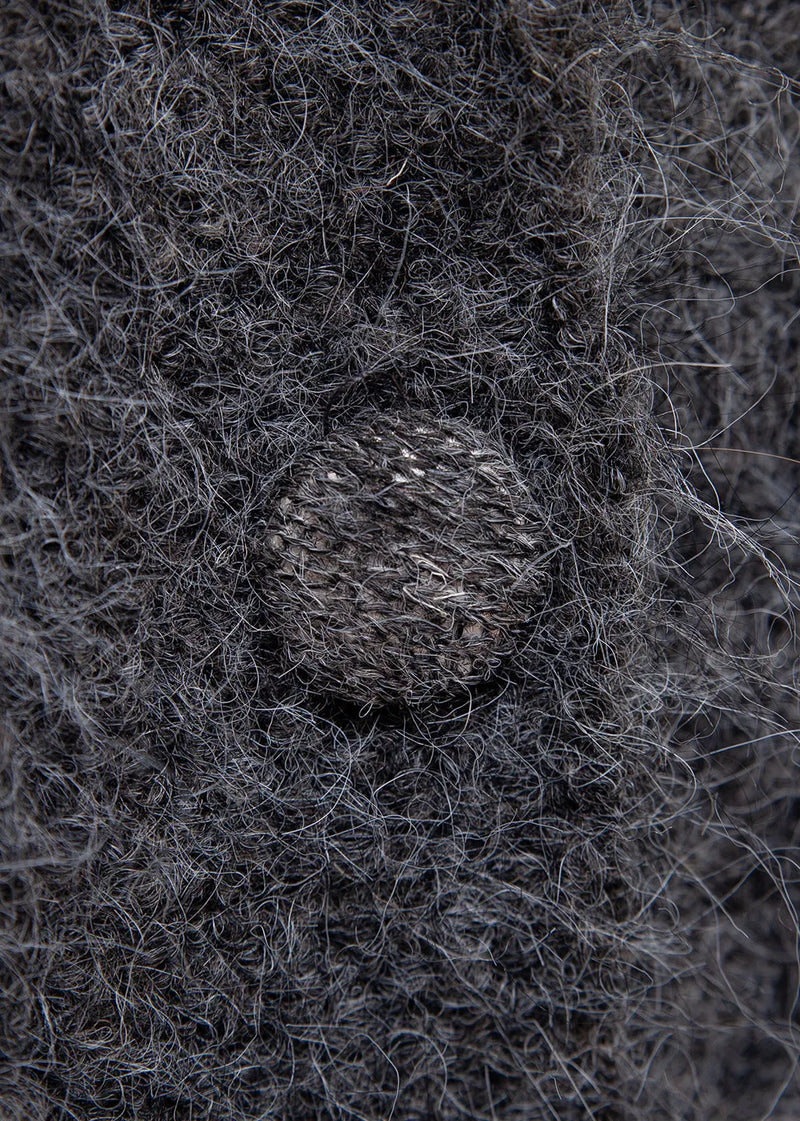 Dark Gray Fox Collar Button Patchwork Cozy Fall Knit Sailor Collar