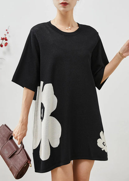 Black Oversized Cotton Mini Dress Summer