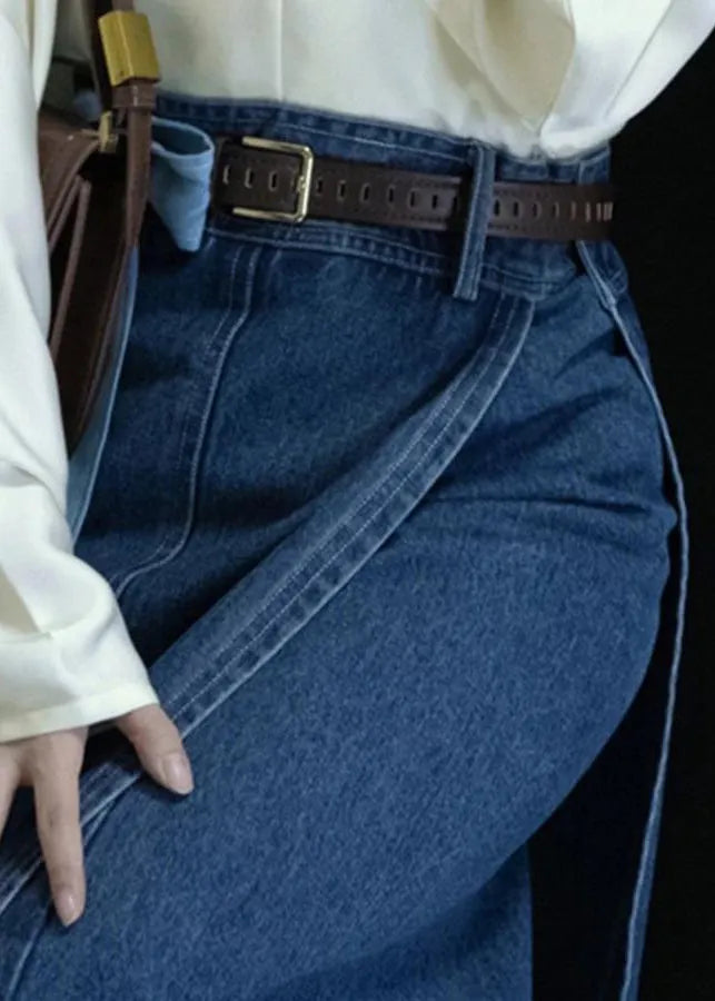 New Blue Side Open High Waist Denim Skirts Spring