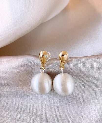 White Metal Alloy Spherical Drop Earrings