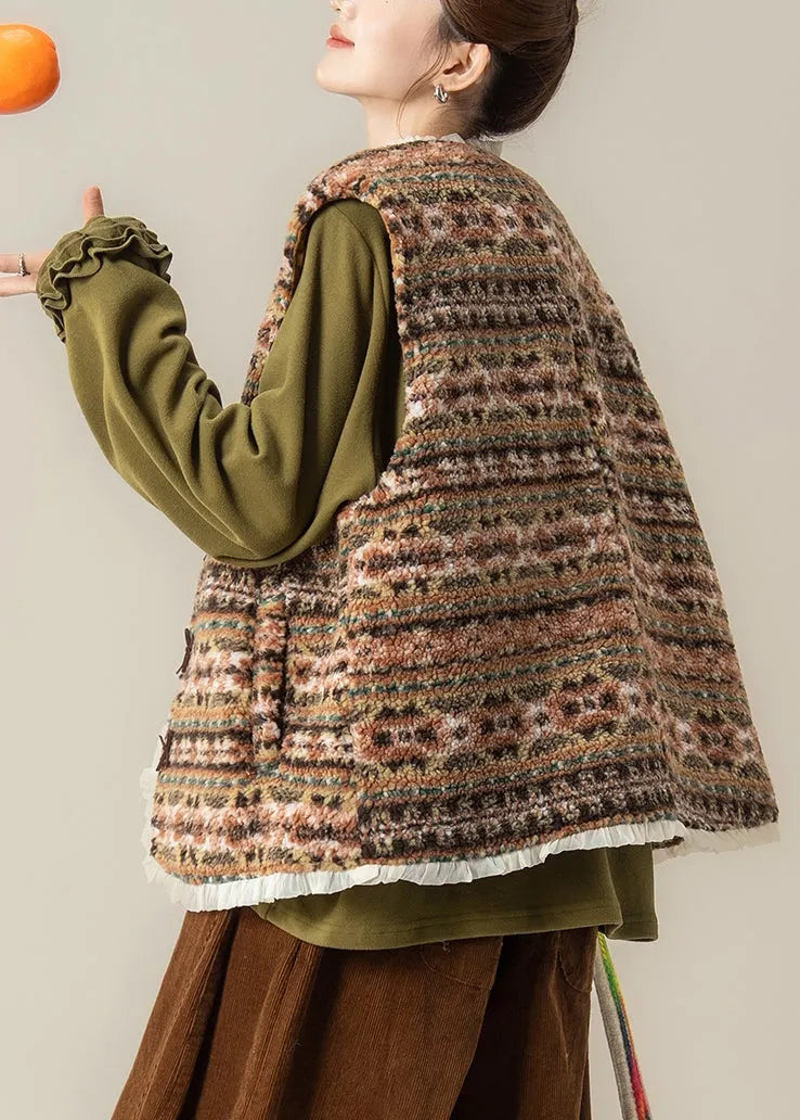 Green Pockets Faux Fur Waistcoat Winter