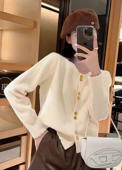 Red O Neck Button Knit Cardigan Coat Fall
