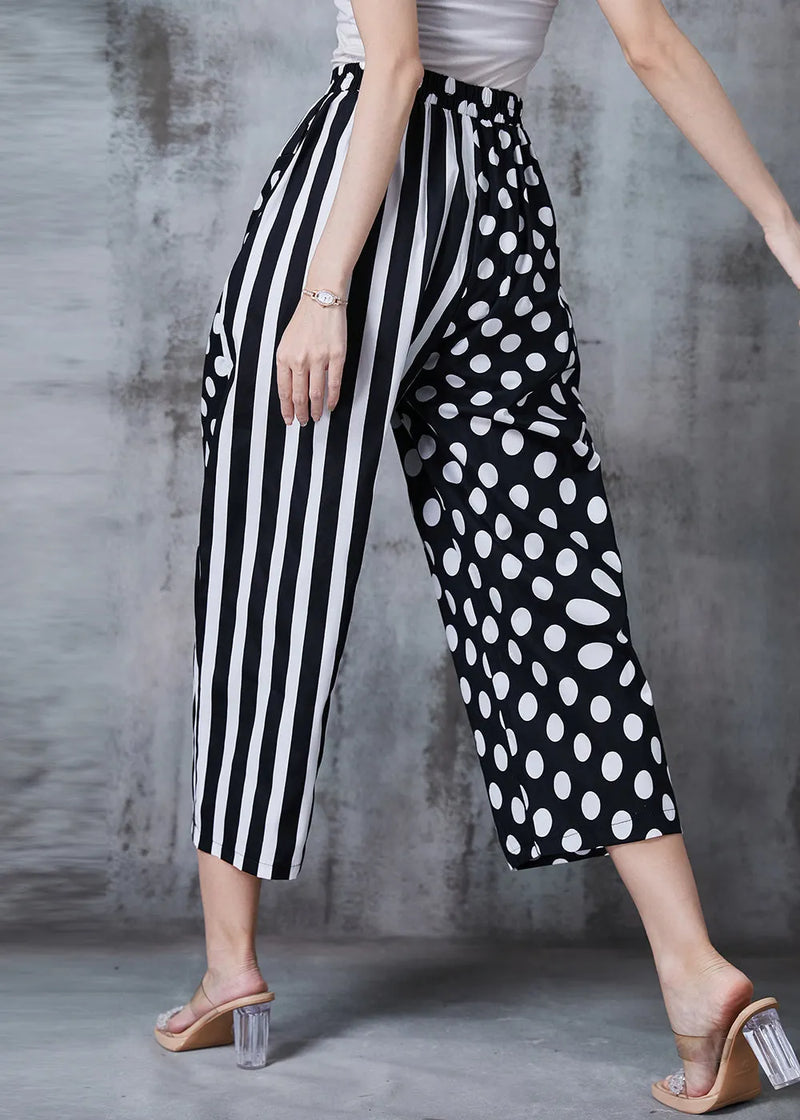 Black Asymmetrical Patchwork Cotton Harem Pants Summer