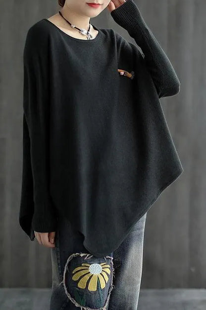 Pure Color Irregular Hem Sweater