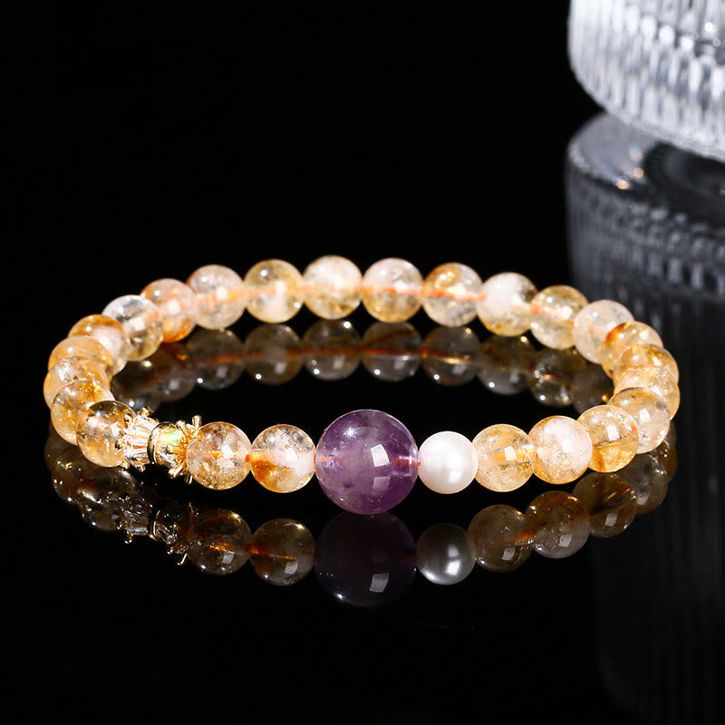 6mm Citrine Amethyst Prosperity Bracelet for