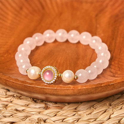6mm Pink Crystal Pearl Warmth Bracelet for