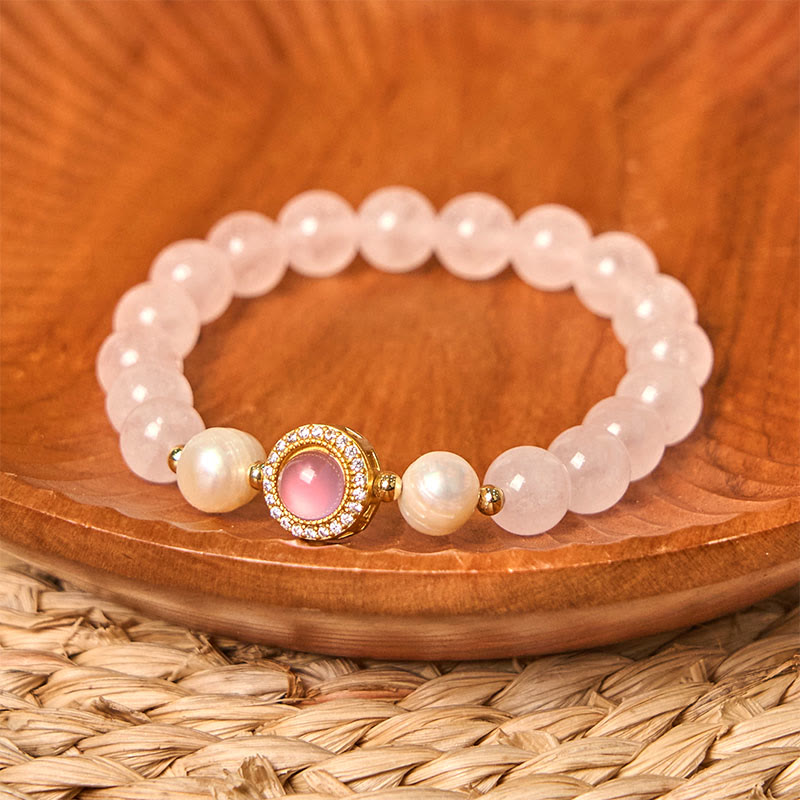 6mm Pink Crystal Pearl Warmth Bracelet for