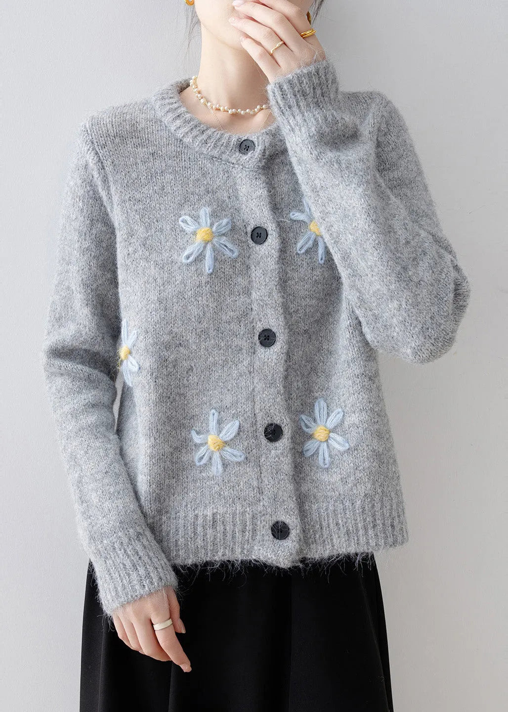 Style Grey Oversized Knit Cardigans Winter