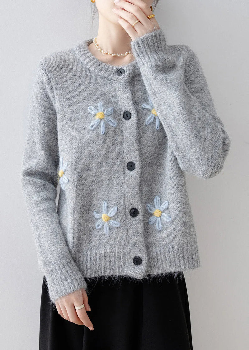 Style Grey Oversized Knit Cardigans Winter