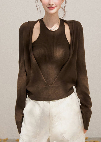 Simple Chocolate Silm Ft Knit Sets 2 Pieces Fall