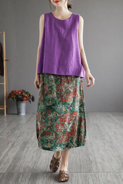 Cinched Elastic Waist Geometric Skirt