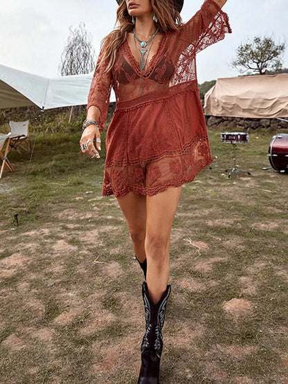 Loose Lace Beach Vacation Bikini Cover-up Dress