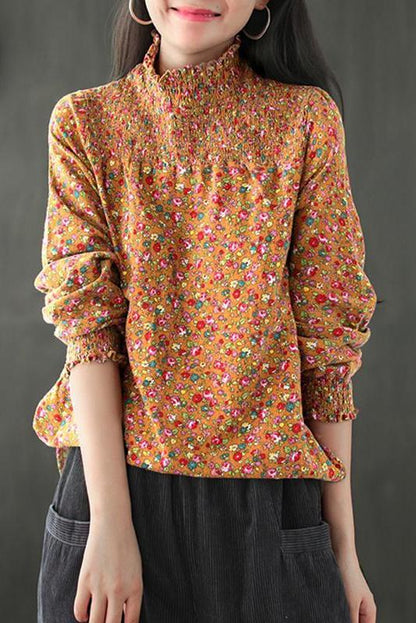 Autumn Elastic High Neckline T-shirt