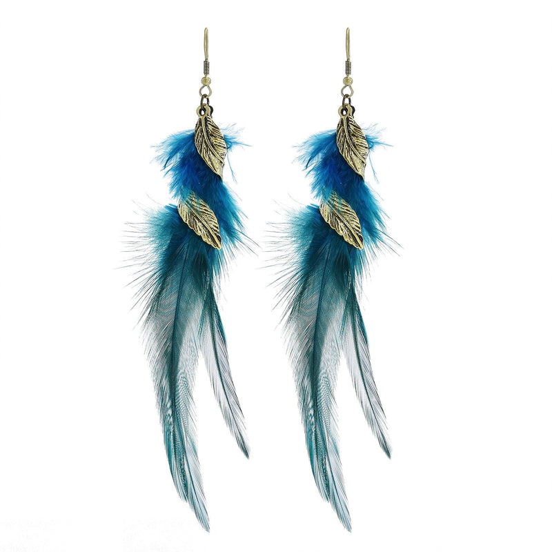 Chain Tassel Feather Earrings
