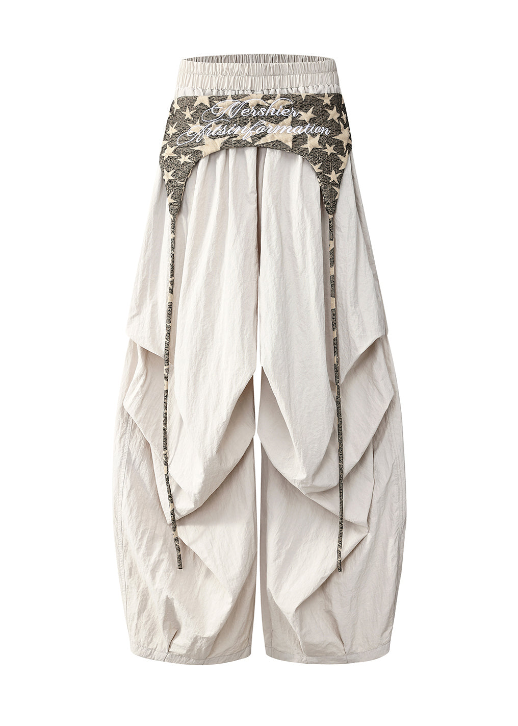 Apricot Oversized Wrinkled Spandex Wide Leg Pants Spring