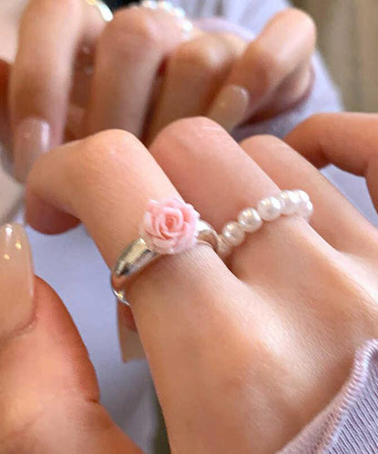 Handmade Alloy Pearl Rings Two-piece Set