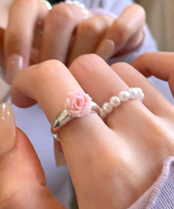 Handmade Alloy Pearl Rings Two-piece Set