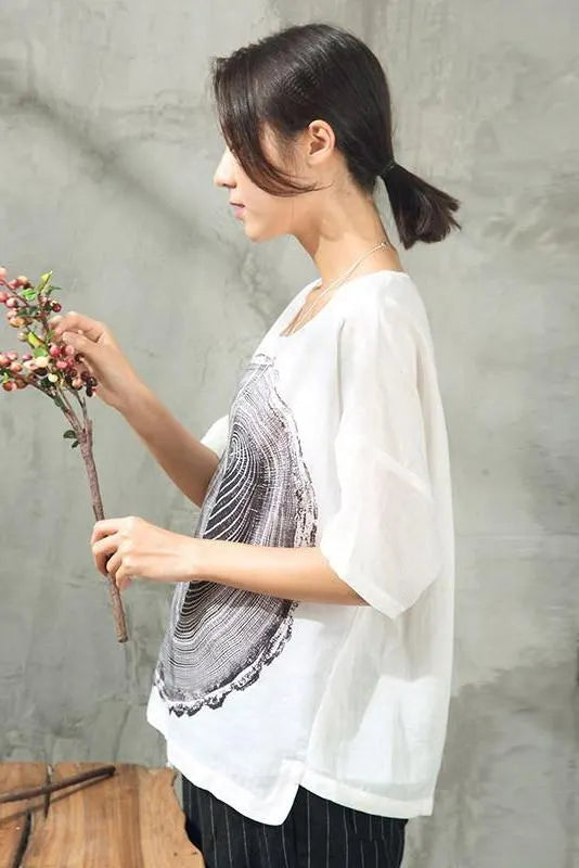 Summer Printing Loose T-shirt Tops