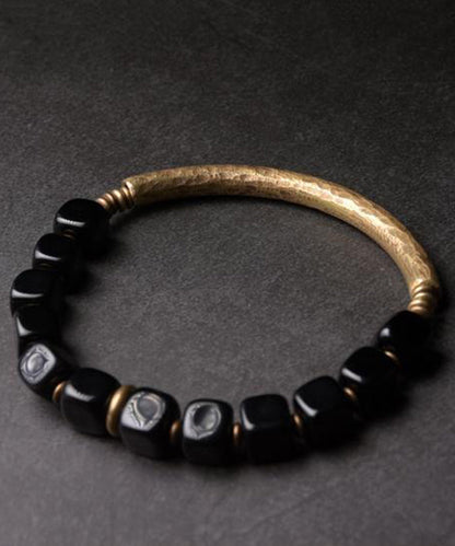 Retro Gold Copper Obsidian Bracelet