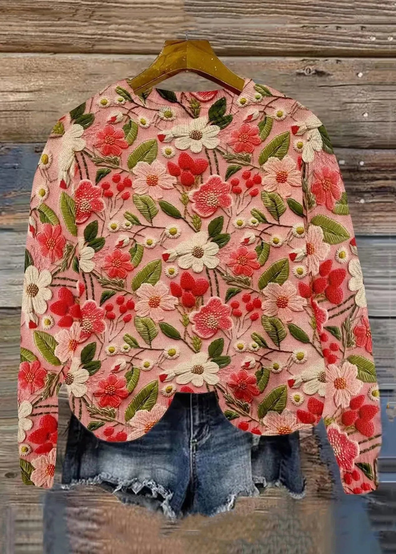 Pink O Neck Knitting Cotton Sweaters Spring