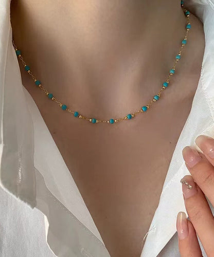 Turquoise Stringing Beads Paitings Adjustable Copper Necklace