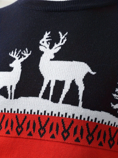 Christmas Cardigan with Reindeer Motif Cotton Festive