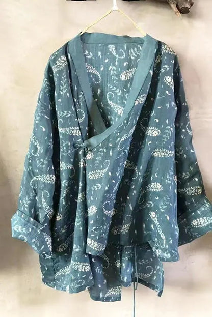 Irregular Hem Print Cardigans Top