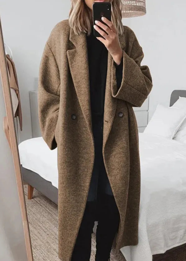 Blue Peter Pan Collar Pockets Woolen Coats Fall