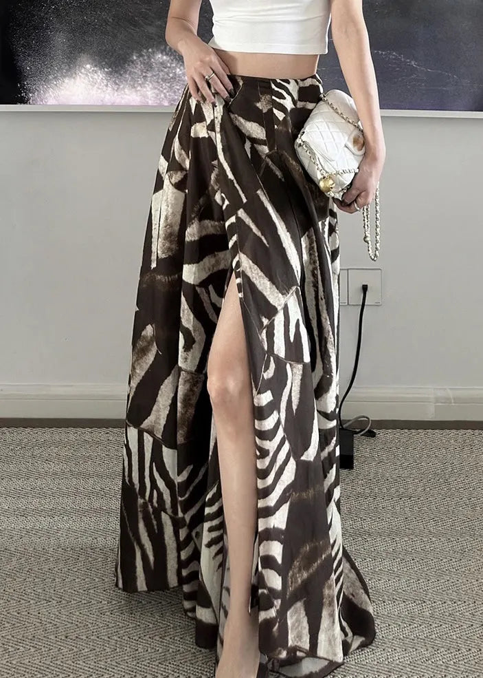 New Summer Zebra Pattern Skirts Side Open