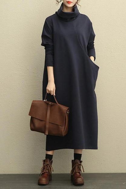 High Neck Thicken Knitted Winter Maxi Dresses