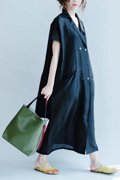 Silk Linen Long Dress Wind Coat