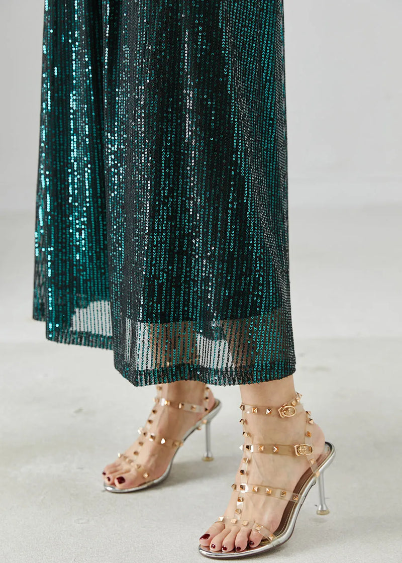 Peacock Green Sequins Silm Fit Holiday Skirts Summer