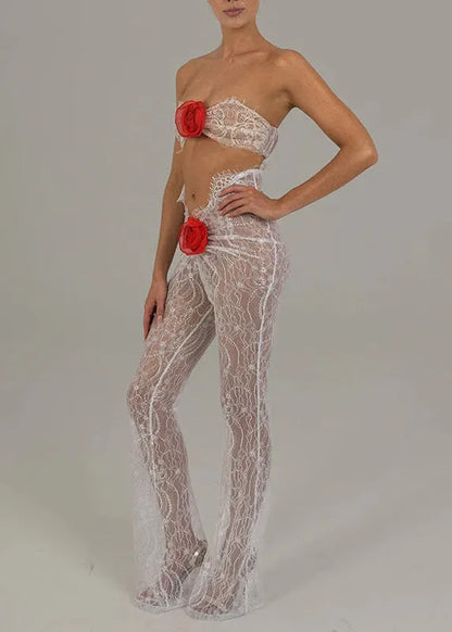 New Black Tight Lace Strapless Jumpsuit