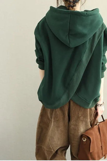 Loose Hoodie Brushed Cotton Fleece Warm Tops