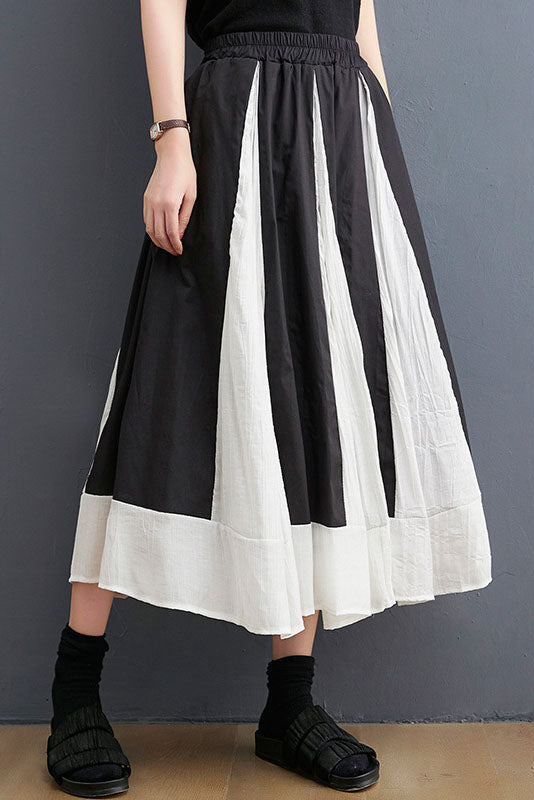 Black Loose Color Block Skirt