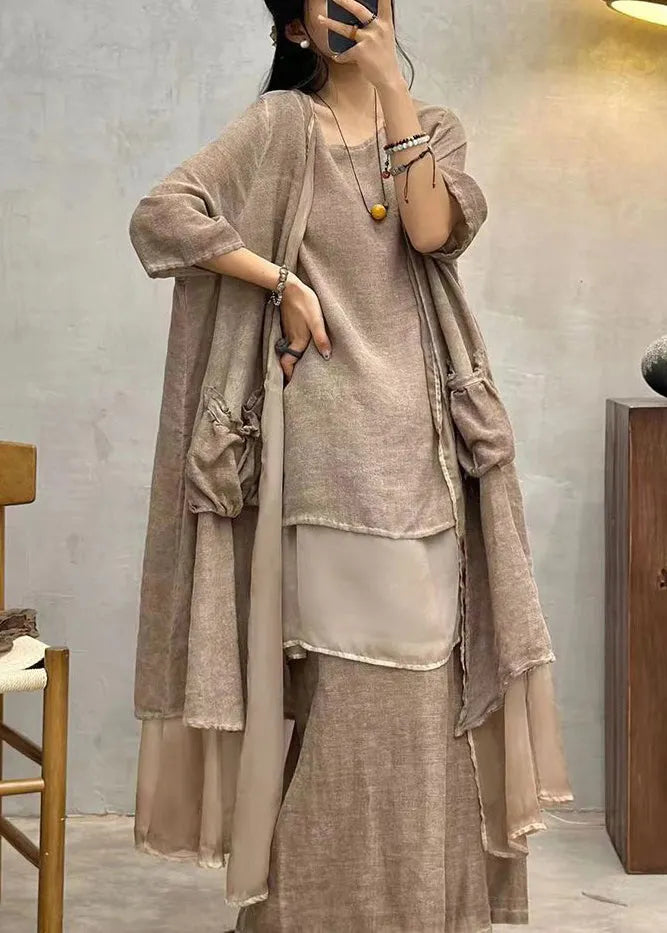 New Coffee Pockets Cotton Cardigan Summer