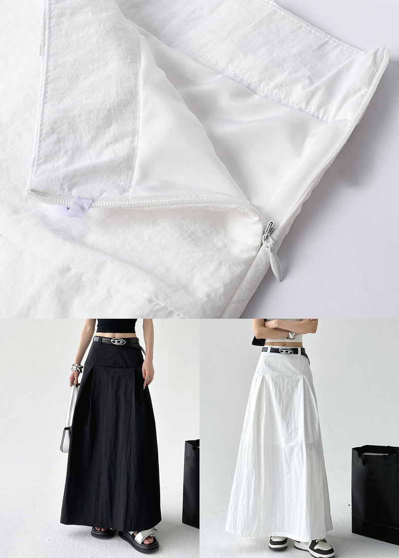 New Black Zippered High Waist Cotton Skirts Summer