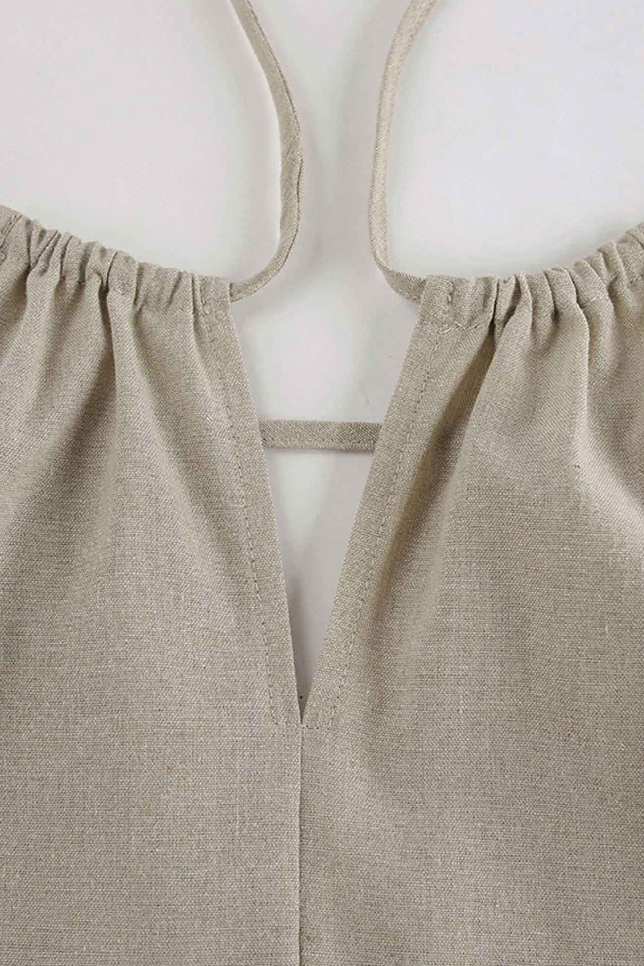 Tie-up Cutout Cotton Tank Top Long Pants Suits